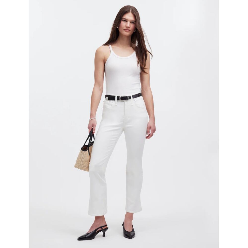 NWT MADEWELL Petite Mid-Rise Kick-Out Jeans Size 26P MSRP $138 Flare White